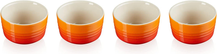 Le Creuset 4-er Set Mini Förmchen aus Steinzeug, je 100 ml, Ofenrot, 79109100900000 4er-Set Ofenrot,