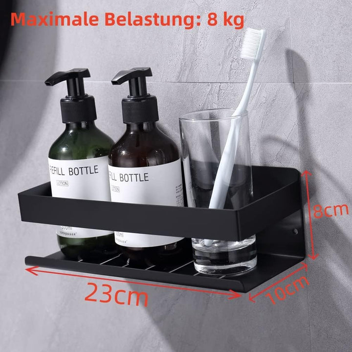 Duschablage ohne Bohren Matt Schwarz, Duschregal Wandmontage Edelstahl SUS304 Rostfreier Duschkorb B