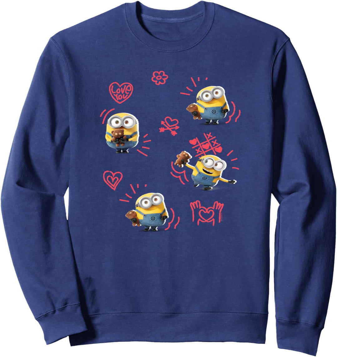 Minions Valentine's Day Bob And Teddy Bear Jumble Sweatshirt
