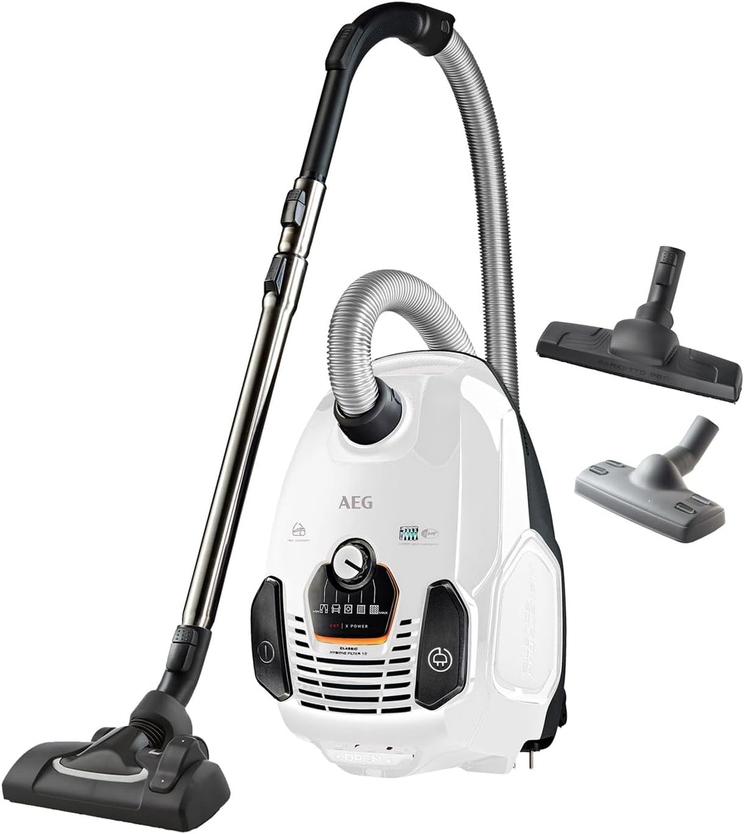 AEG VX7-2-IW-S Staubsauger / 360° drehbare Softräder / nur 69 db(A) / inkl. Zusatzdüsen / Ergo-Handg