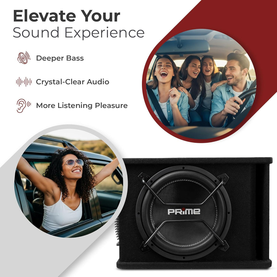 Caliber BC112SA-PRO Subwoofer Aktiv Set für Auto – 12 Zoll Bassbox mit Verstärker – 500W RMS – 1000W