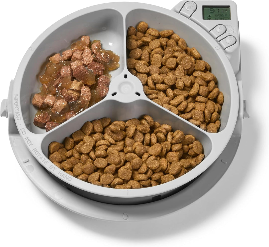 Kerbl Cat Mate Futterautomat C300 (für Hunde + Katzen, 3 Futter-Fächer für je 330 g Tierfutter, mit