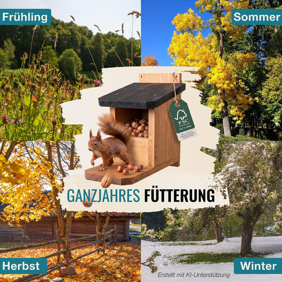 Premium Eichhörnchen-Futterhaus, wetterfeste Futterstation