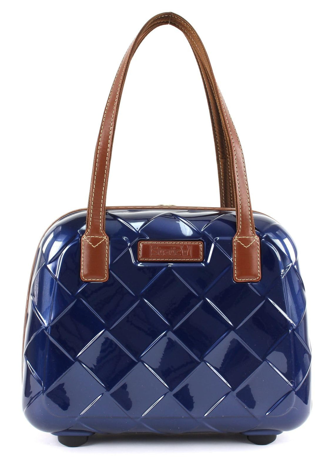 STRATIC Leather & More Hartschalen-Kosmetikkoffer Beautycase Handgepäck, Echtleder-Adressanhänger, T