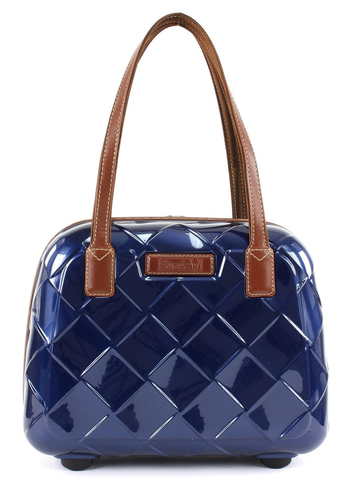 STRATIC Leather & More Hartschalen-Kosmetikkoffer Beautycase Handgepäck, Echtleder-Adressanhänger, T