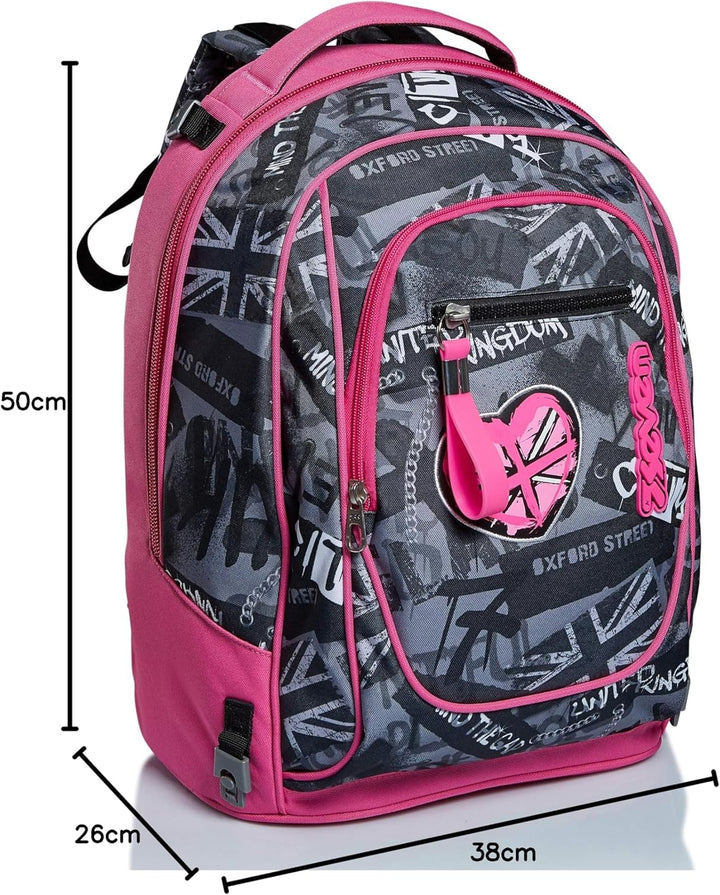 Seven TROLLEY, Rucksack mit Trolleyfunktion Einheitsgrösse Rosa-grau, Einheitsgröße Rosa-g