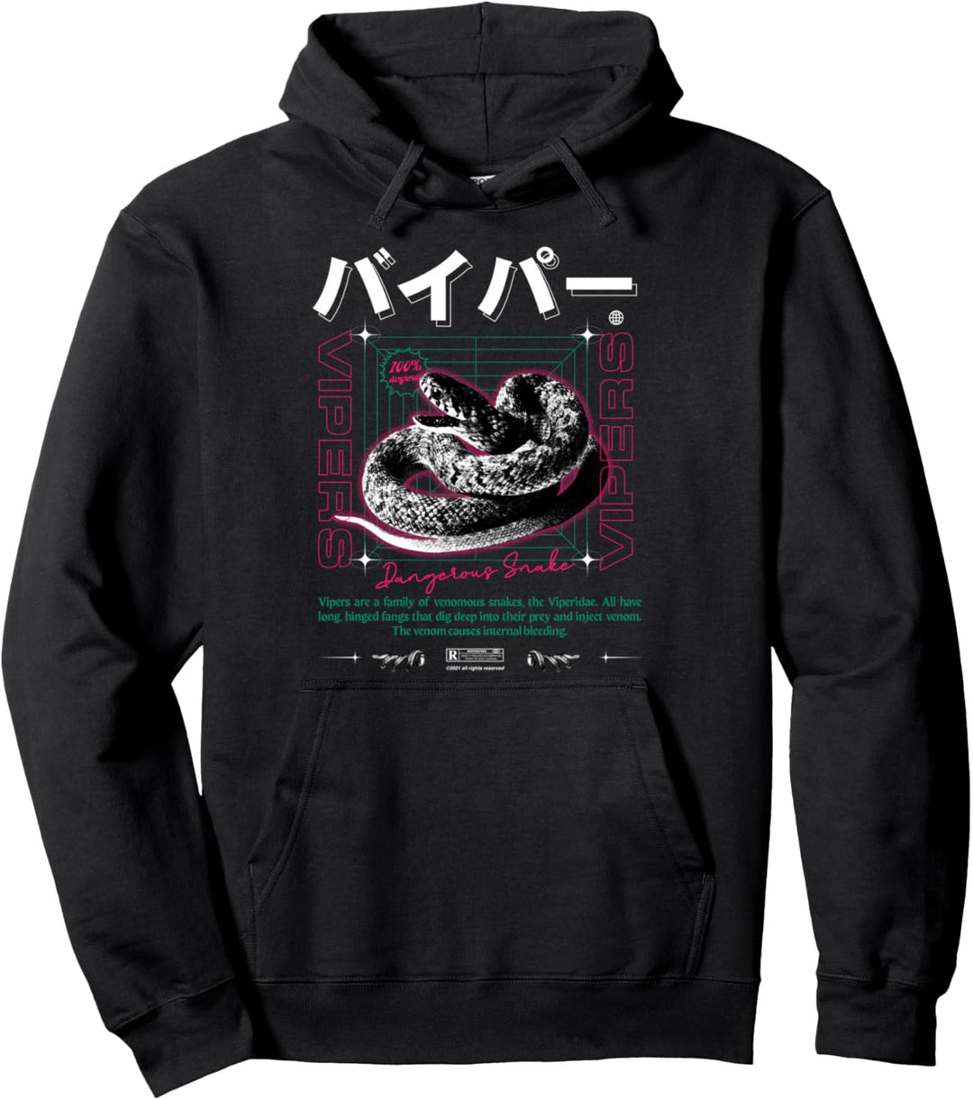 Snake Vipers Venom - Sad Aesthetic Edgy Streetwear Pullover Hoodie