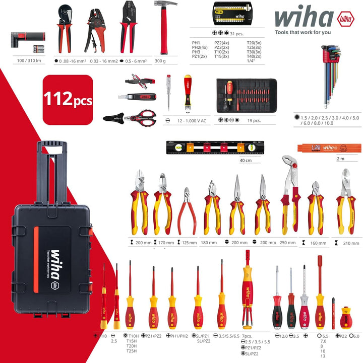 Wiha Werkzeug Set Elektriker Competence XXL II (42069), gemischt 115-tlg. in Koffer