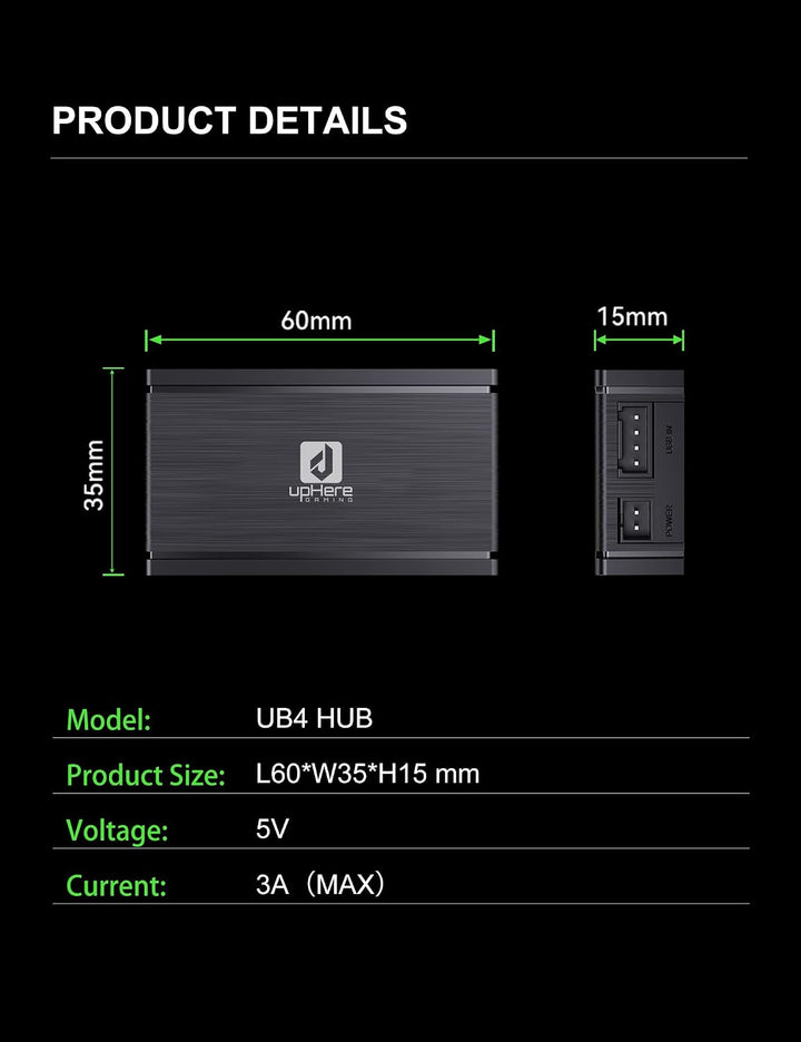 upHere USB 2.0 9-Pin Hub,1 zu 4 Mainboard Erweiterung,SATA Stromversorgung,Hochgeschwindigkeits-Date