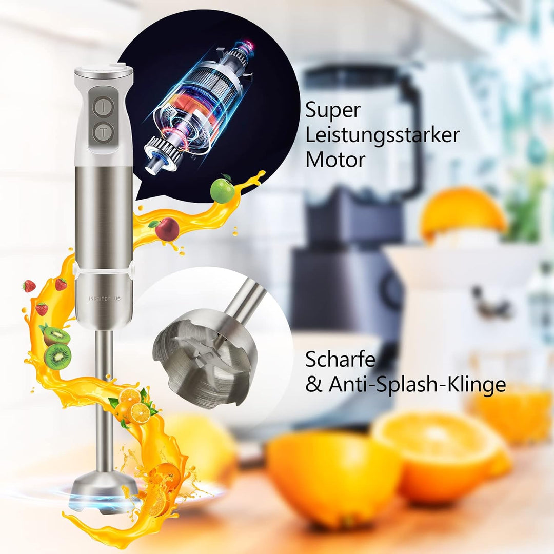 Inkbird Stabmixer Set, 4 in 1 Elektrische Stabmixer mit 6 sechs einstellbaren Stufen, 600 Watt Pürie