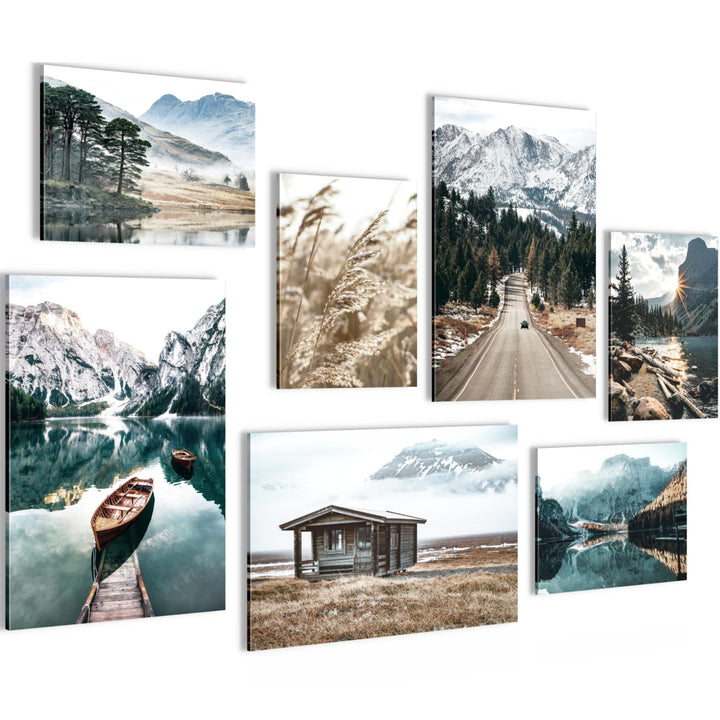 Novart Wandbilder See Berge Landschaft - KOMPLETT AUFHÄNGFERTIG - Natur Wohnzimmer Schlafzimmer - 7