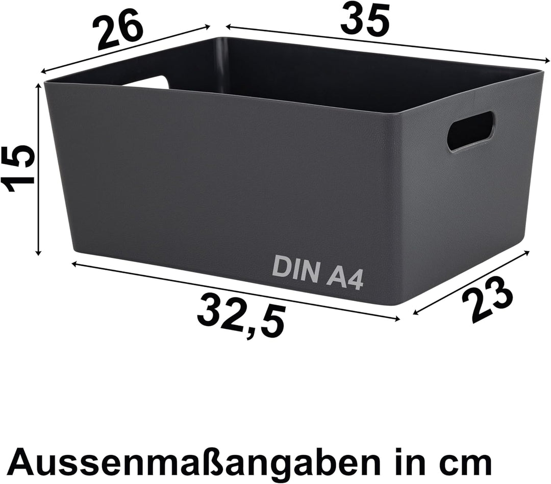 3 x Ordnungsbox - 15 cm hoch - anthrazit - 26 x 35 cm - DINA4-Format - - Ordnungskorb - Regalorganiz