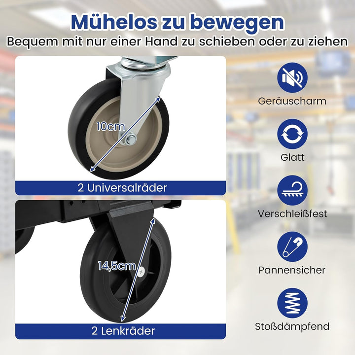 COSTWAY 2-in-1 Transportwagen Sackkarre klappbar, Handwagen mit Teleskopgriff &amp; Verstellbarer Länge,