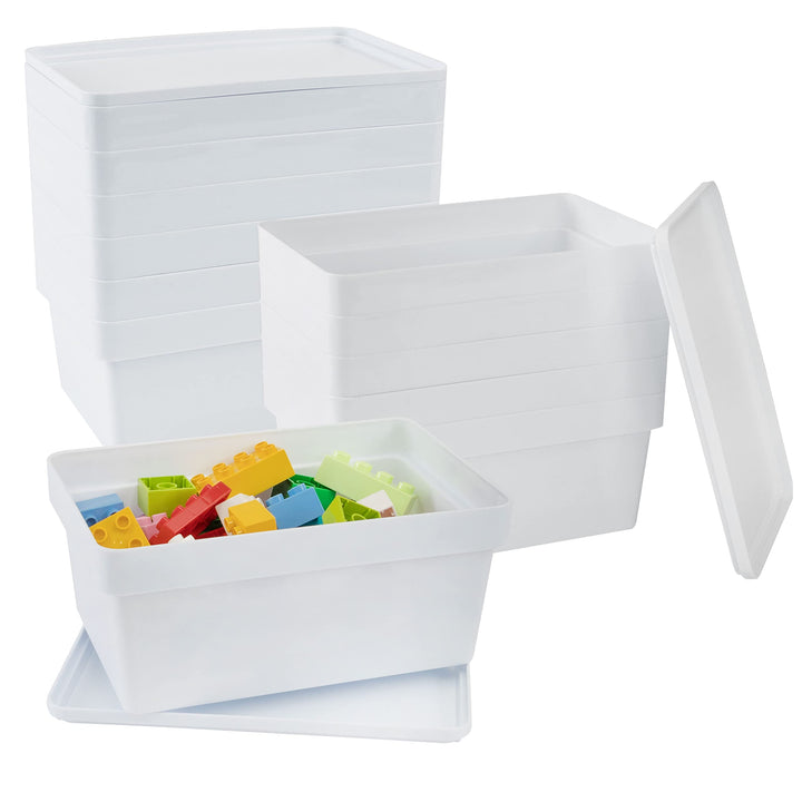 12 x Ordnungsbox mit Deckel - stapelbar - weiss - DINA5 Format - 12 cm hoch - 17x25x12 cm - 3,6 Lite