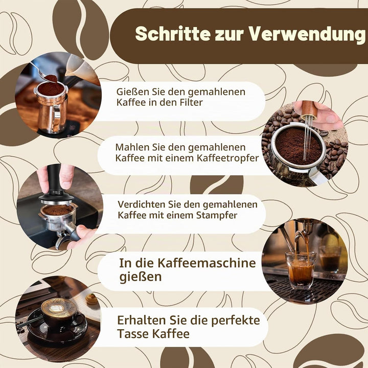 Kaffee Tamper Set 51mm,Espresso Tamper mit Skaleneinstellung, Kaffeerührer Werkzeug,Verteilerwerkzeu