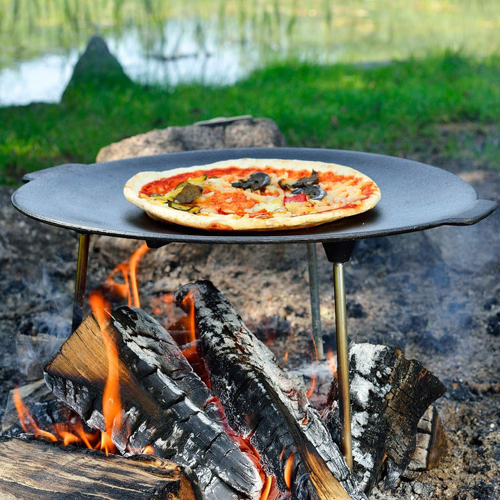 Rosenstein & Söhne Feuerschale Grillplatte: 2er Pack Grillschale aus emailliertem Gusseisen, Ø 45 cm