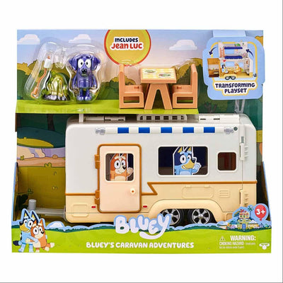 Bluey Wohnwagen-Spielset mit Jean Luc-Figur und vielem weiterem Zubehör, ausklappbarer Camper, kombi