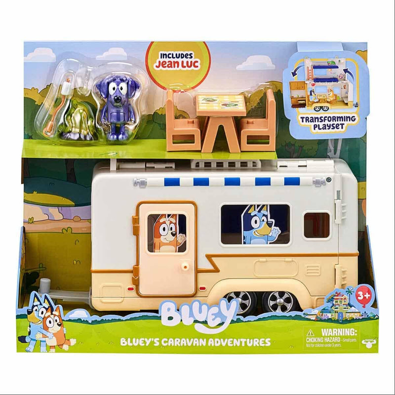 Bluey Wohnwagen-Spielset mit Jean Luc-Figur und vielem weiterem Zubehör, ausklappbarer Camper, kombi