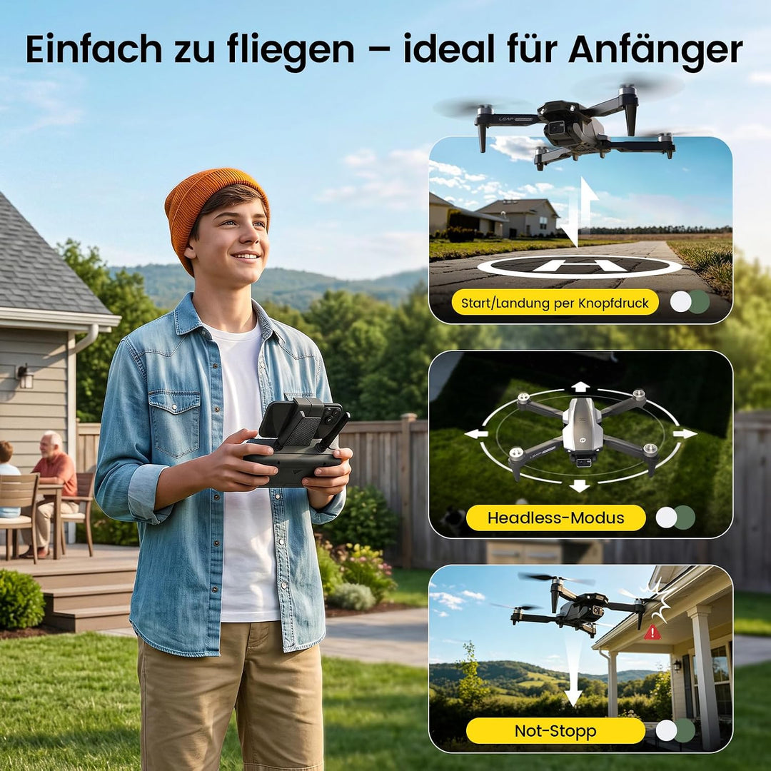 Holy Stone HS200P Drohne mit Kamera 1080P für Anfänger&amp;Kinder | 2 Akkus, 360° Flip, Headless Mode, H
