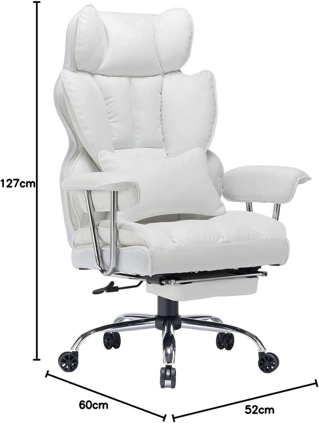 Efomao bürostuhl, PU Leder bürostuhl ergonomisch, Chefsessel mit Lendenwirbelstütze und hoher Rücken