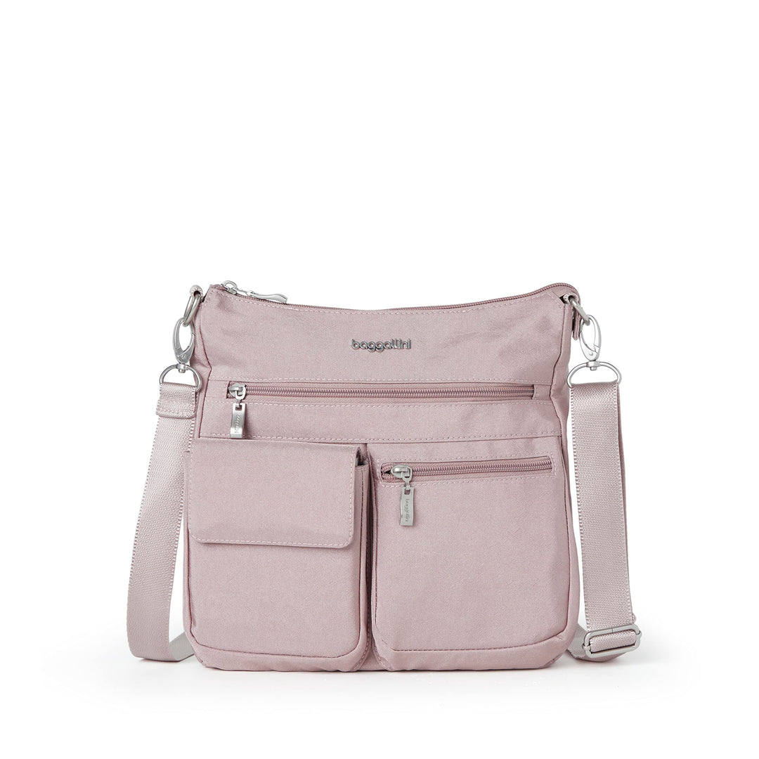 Baggallini Damen Modern Everywhere Slim Crossbody Blush Shimmer, Blush Shimmer