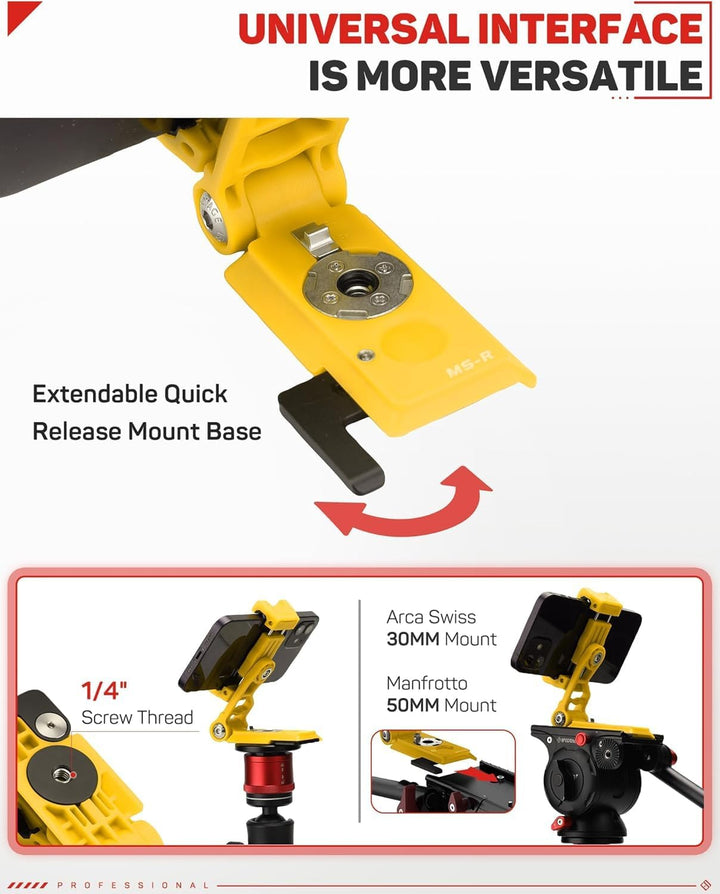 IFOOTAGE Handy Phone Mount Adapter,Faltbare Handyhalterung Stativ mit Kaltschuh, 38 mm Arca-Swiss-Pl
