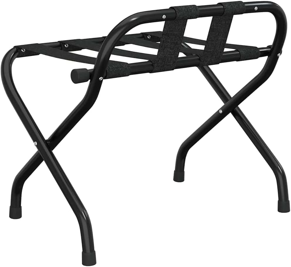 Gepäckablage mit Rückenlehne und klappbarem Metallgestell für Koffer, Schwarz, 56x39x52 cm Schwarz 1