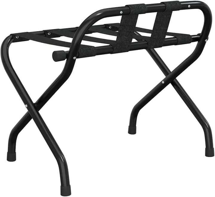 Gepäckablage mit Rückenlehne und klappbarem Metallgestell für Koffer, Schwarz, 56x39x52 cm Schwarz 1