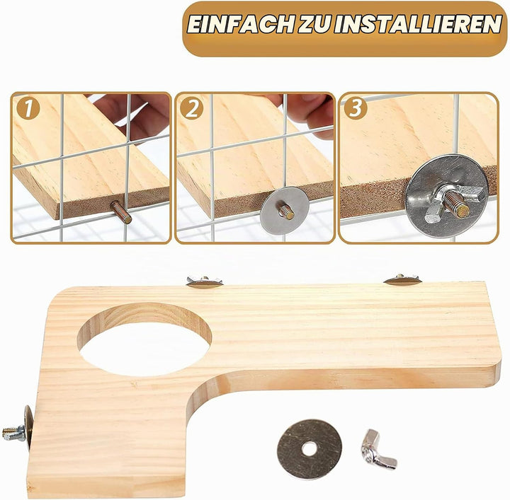 Hamster Zubehör aus Holz 5PCS Set für Kleintier Plattform Käfig, DIY Dekor Braun, Braun