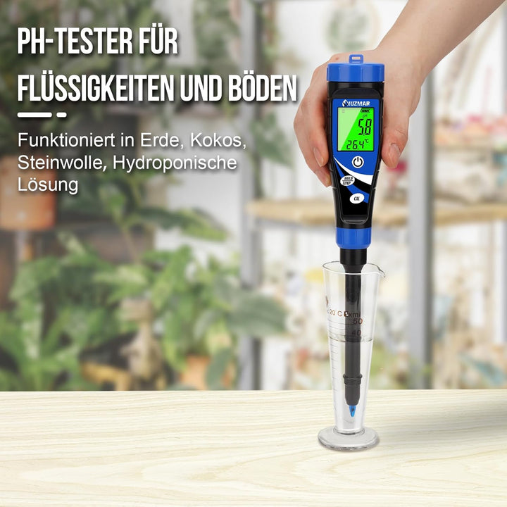 UIUZMAR Boden pH Messgerät, Elektronisches pH Meter für Pflanzen, pH Tester für Boden und Wasser, Di