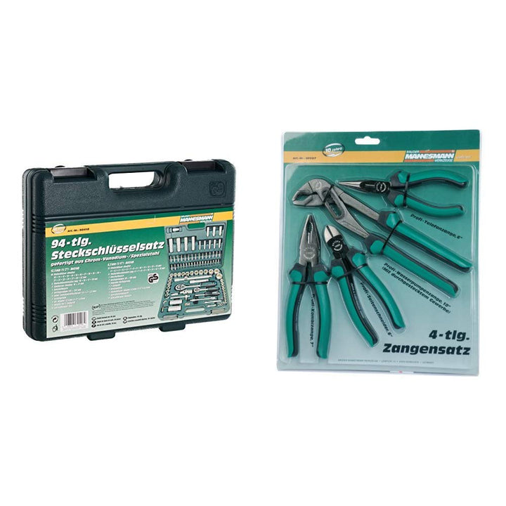 Brüder Mannesmann M98410 Steckschlüsselsatz, 94-tlg & M10997 Zangensatz, 4-tlg Bundle mit Zangensatz