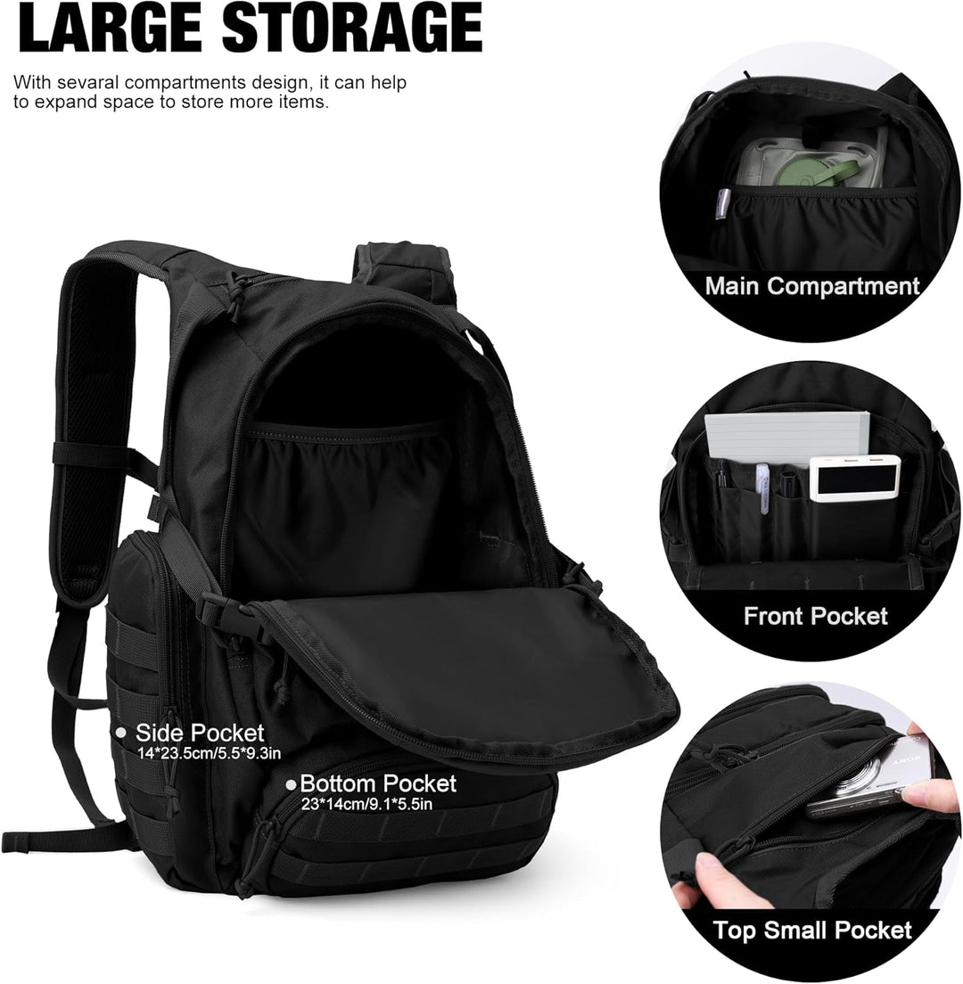 Mardingtop Taktischer Rucksack 25L Herren Militär Wander Trekking Schultasche Bundeswehr Survival Fa