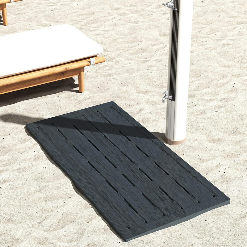YRHome WPC Bodenelement für Solardusche Gartendusche Poolleiter Leitern 105 x 63 x 5,5 cm Bodenplatt