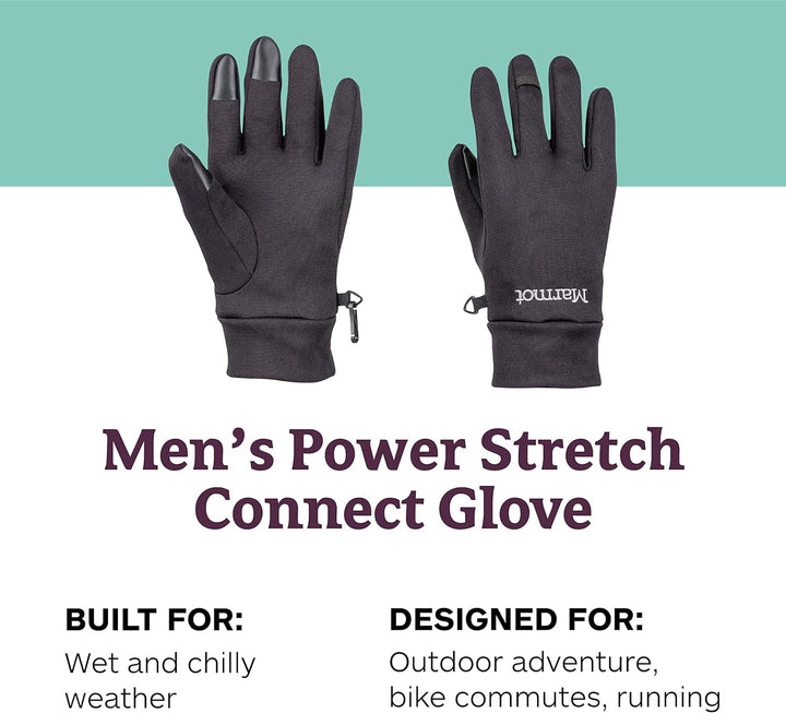 Marmot Herren Power Stretch Connect Glove, Fleecehandschuhe, Winddicht, Wasserabweisend, Mit Touchsc