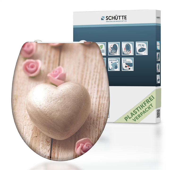 SCHÜTTE WC-Sitz Duroplast ROMANTIC, Toilettensitz mit Absenkautomatik und Schnellverschluss für die