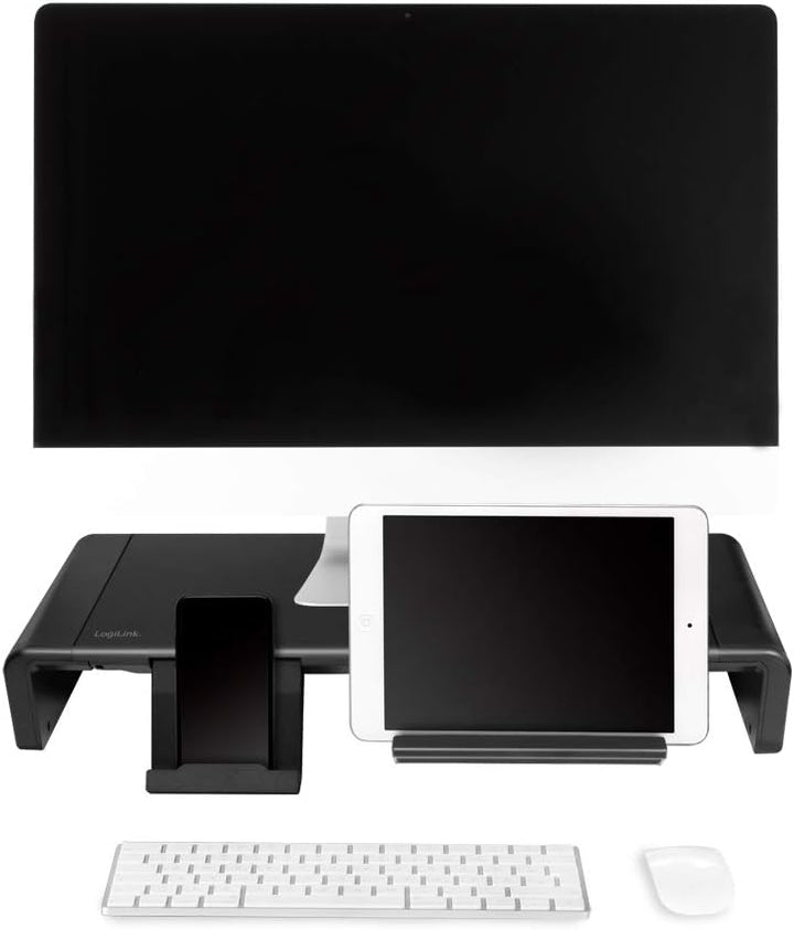 LogiLink Ergonomische TV- Monitorerhöhung, max. Belastung 25kg, Länge = 42–52cm variabel (42-52cm),