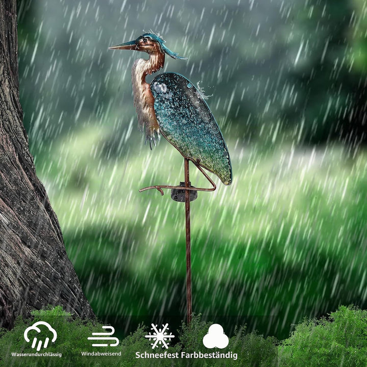 TERESA'S COLLECTIONS Solarlampen für Aussen,Gartendeko für Draussen Wetterfest,99cm Graureiher Solar