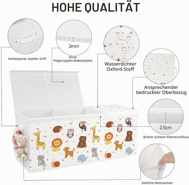 Spielzeugkiste Aufbewahrungsbox mit Deckel Kinder 96 x 32 x 40 cm, Faltbare und Platzsparend für Kin