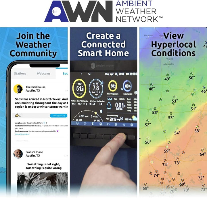 Ambient Weather WS-2902A Smart WiFi Wetterstation mit Fernüberwachung und Alarmen