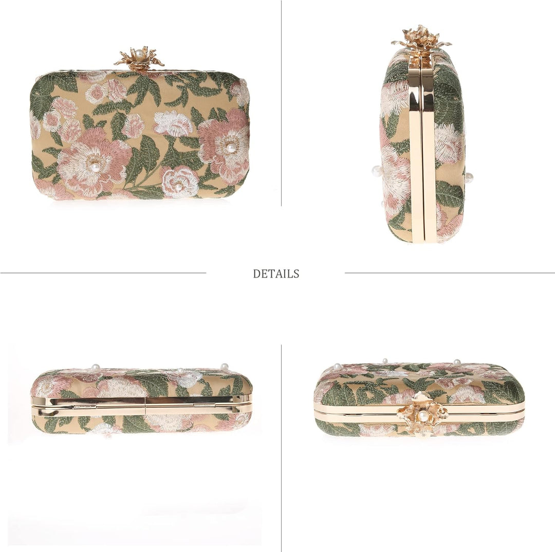 Vintage Clutch Damen, Glitzernde Kleine Abendhandtasche Schultertasche für Hochzeit, Party und Ball