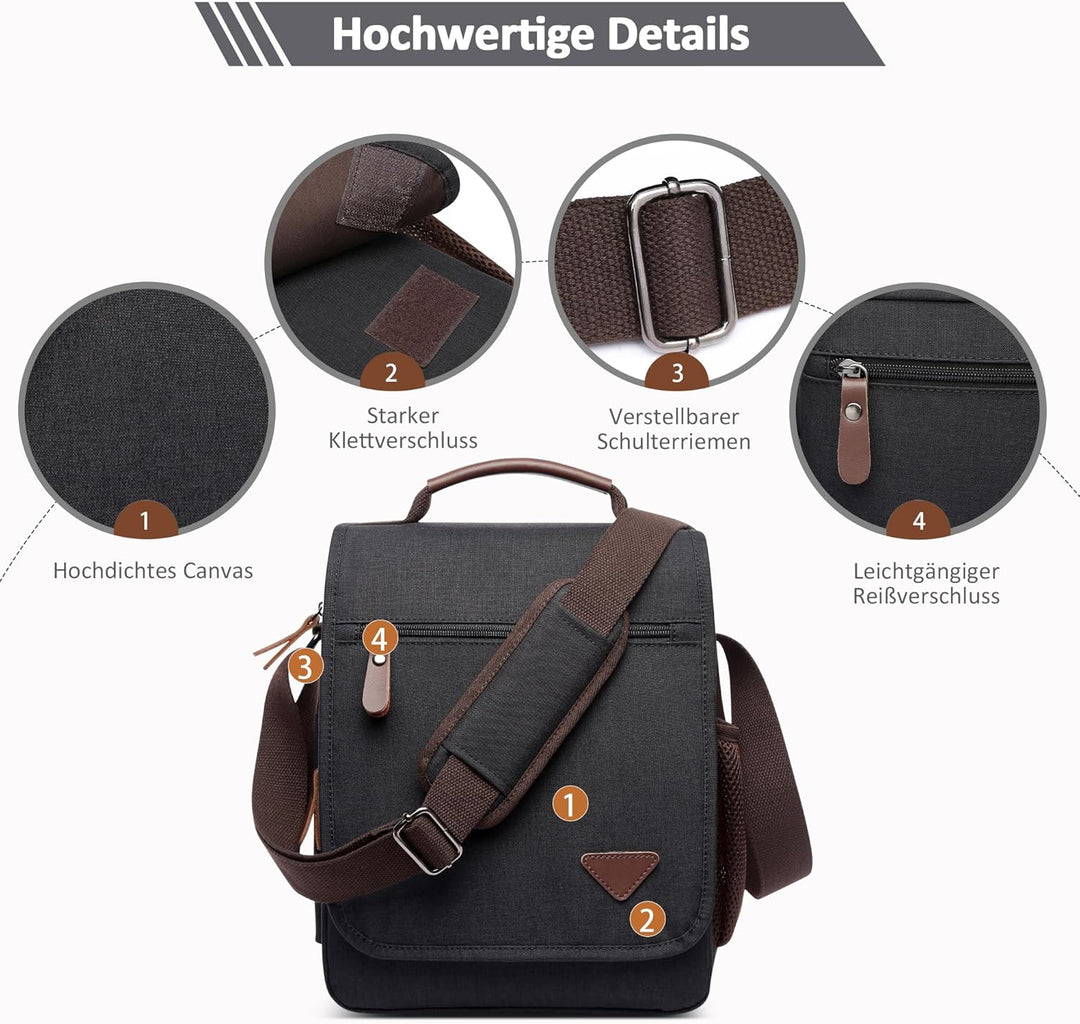 Mode Umhängetasche Herren Schultertasche Elegante Schultertaschen für 12.9 Zoll Laptop Kuriertasche