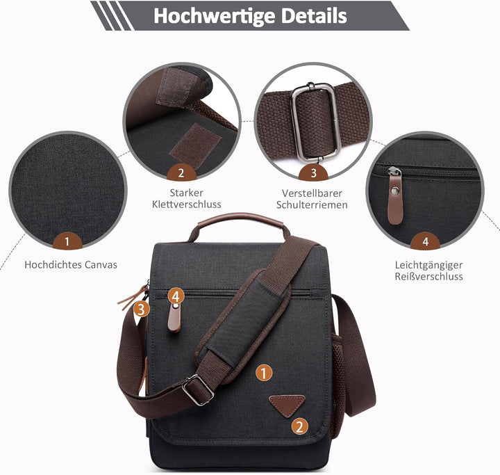 Mode Umhängetasche Herren Schultertasche Elegante Schultertaschen für 12.9 Zoll Laptop Kuriertasche