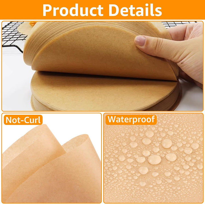 200 Stück Backpapier Rund 33cm für Heissluftfritteuse & Backofen, Ungebleichtes Pergamentpapier Einl