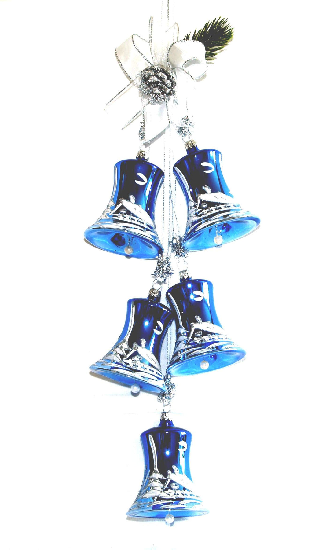 Jingle Bells Lauscha Adventsgehänge Königsblau 7cm Glocke