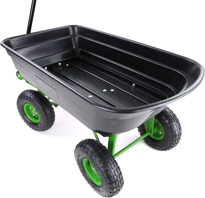 RAMROXX Transportwagen Gartenwagen Schubkarre Handwagen Kippfunktion 250 kg Schwarz Grün
