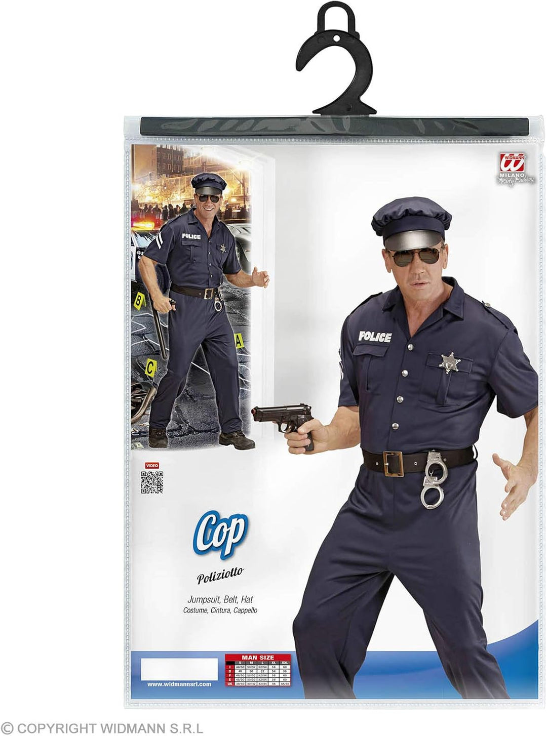 "POLICE OFFICER" (jumpsuit, belt, hat) - (L), L