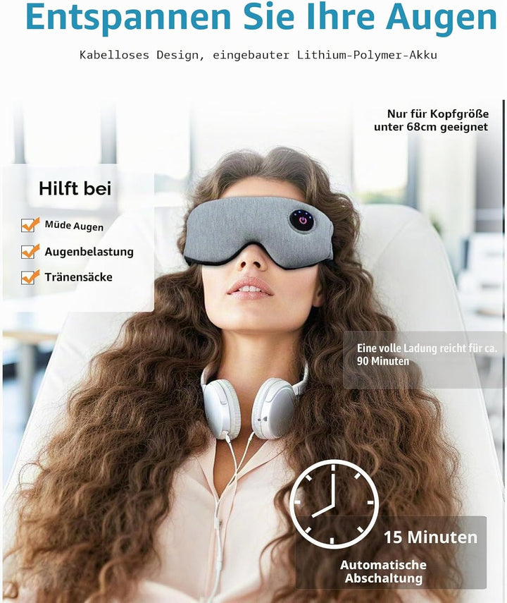 Wärmebrille Augen, Wärmende Augenmaske Beheizbare Maske für Die Augen, Wärmemaske Augen mit Klettban