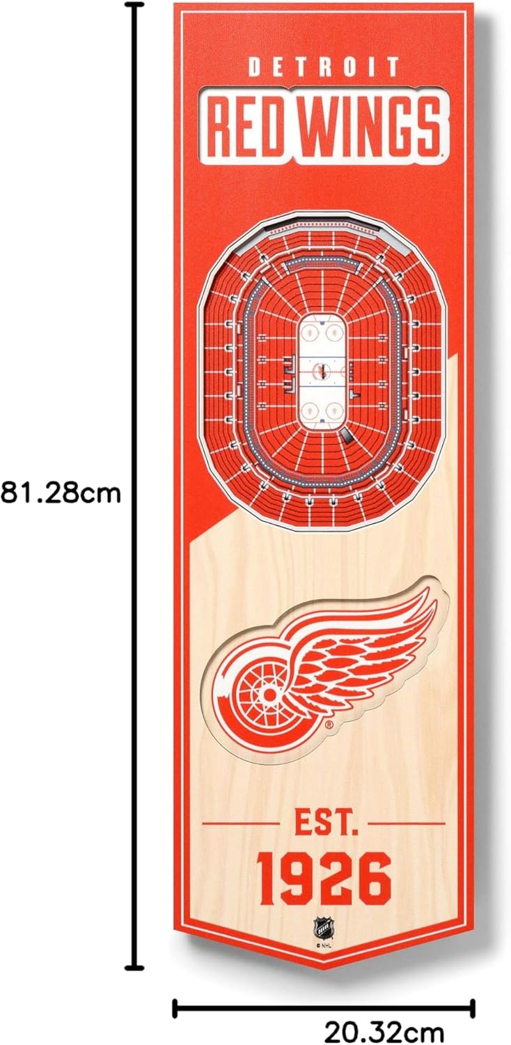 YouTheFan NHL 3D Stadion Banner 6 x 19 Zoll Detroit Red Wings, Detroit Red Wings