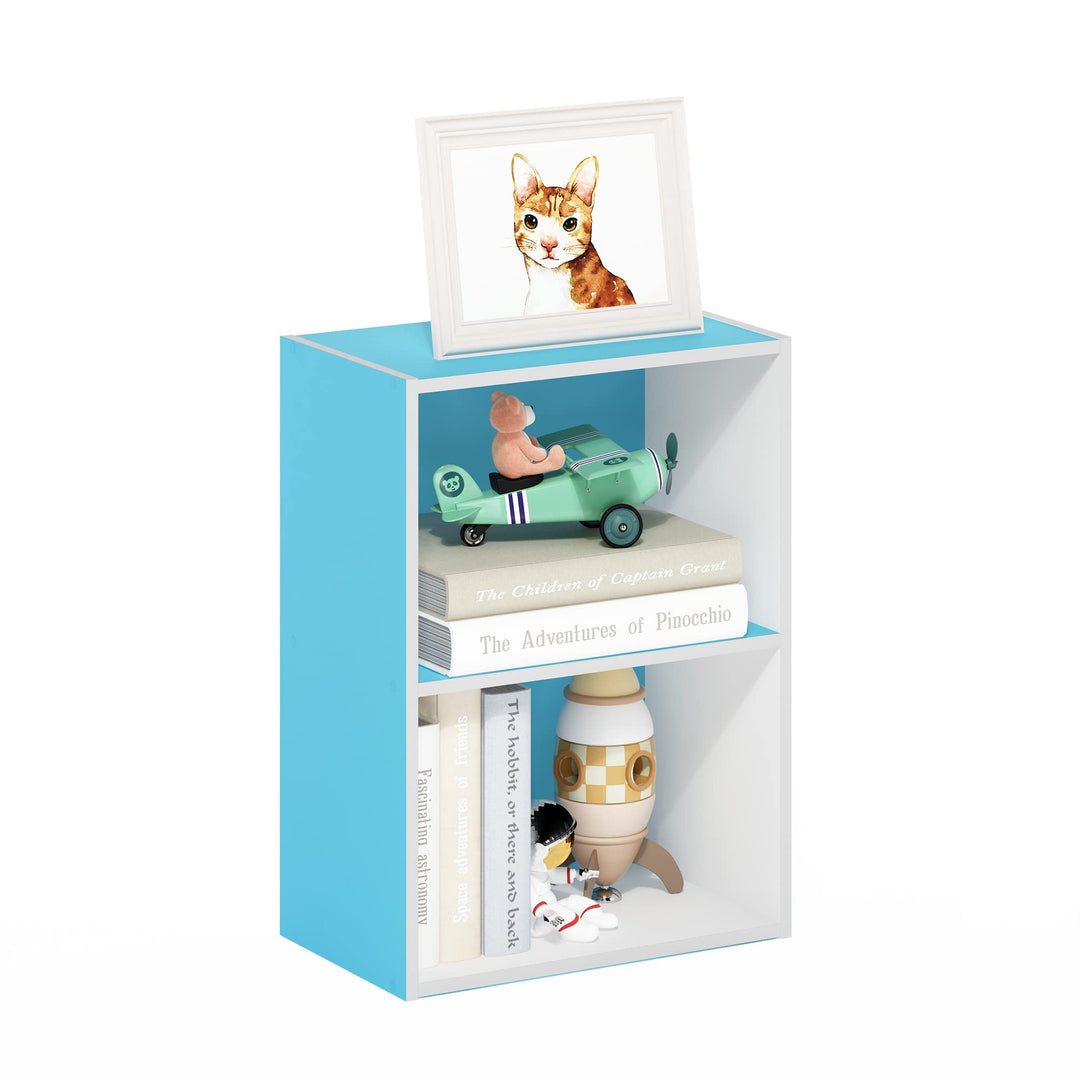 Furinno Luder Bücherregal 23.7(D) x 39.5(W) x 53.9(H) cm Weiss/ Hellblau, 23.7(D) x 39.5(W) x 53.9(H