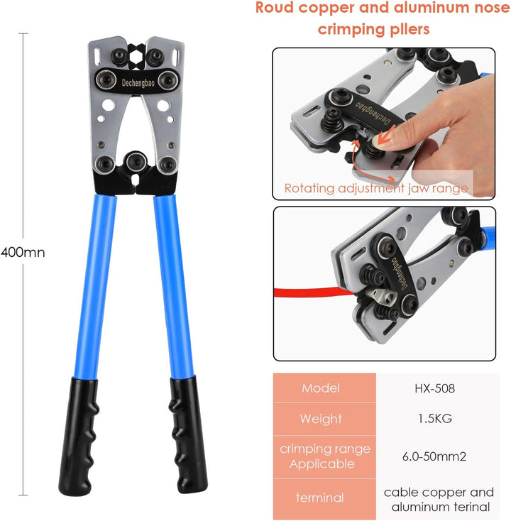Batteriekabelschuh-Crimpwerkzeug von6-50mm²（ AWG 8-1/0） mit Kabelschneider(HX50B crimper kit) HX50B